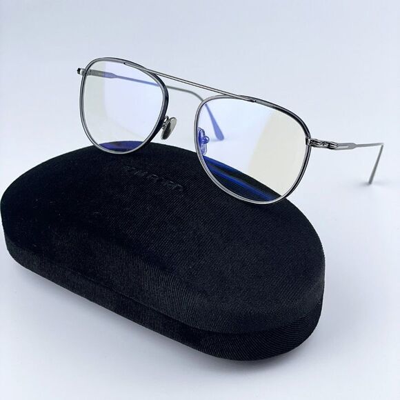 NEW Tom Ford FT5691-B 012 Dark Ruthenium Blue Block Unisex Pilot Eyeglasses - Picture 1 of 11